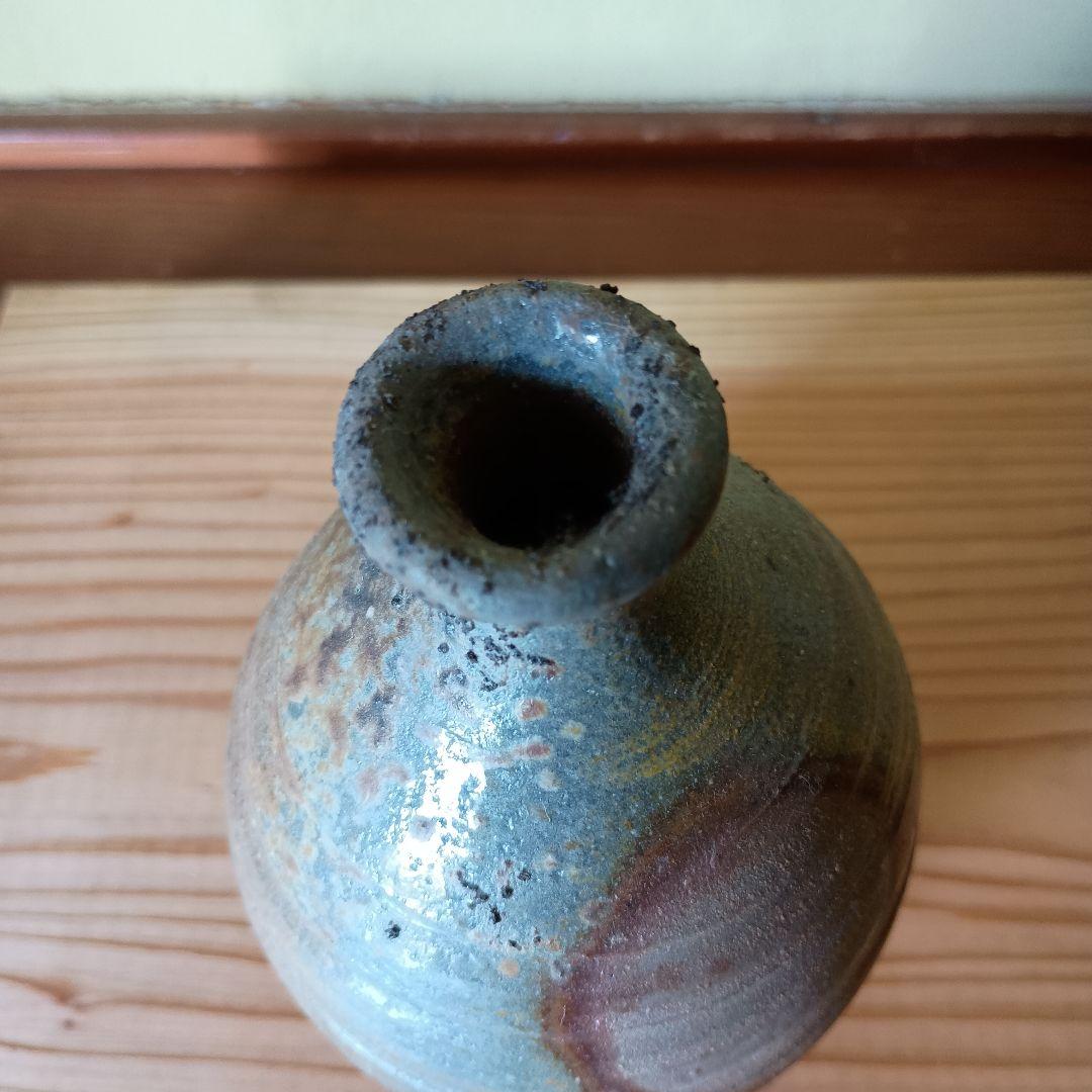 人間国宝 藤原雄 作 備前　徳利　共箱　共布　栞　窯変　青備前　最上位作