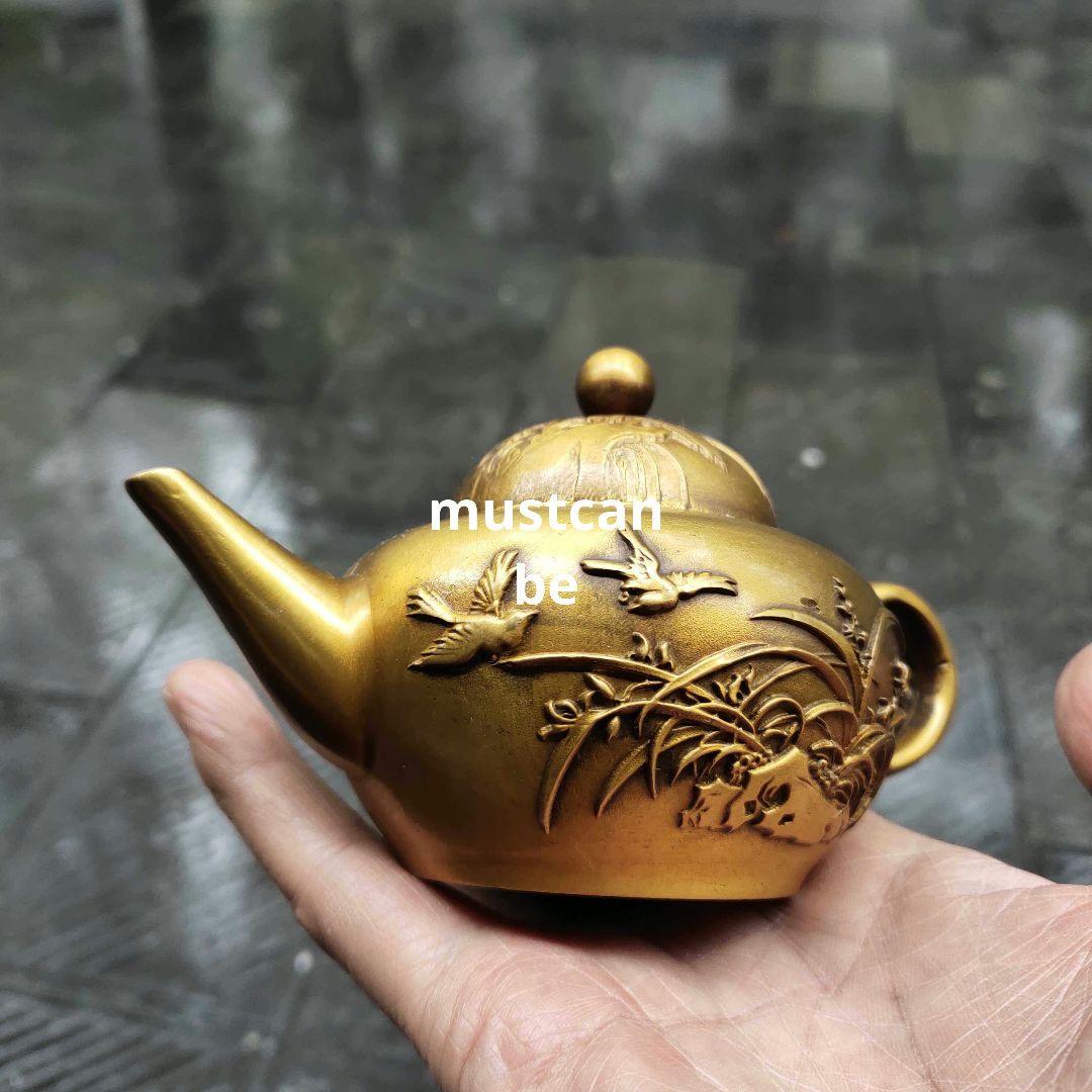 銅器 花鳥茶壺 酒壺 茶道具 煎茶器 工芸品 置物