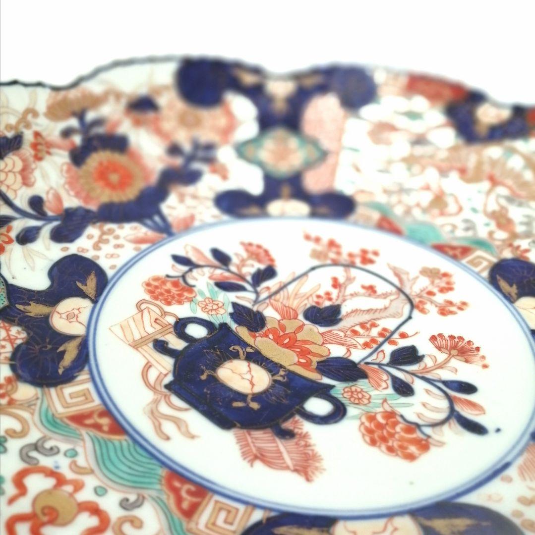 明治前期　色絵　花籠　龍と鳳凰　唐花　蝶　輪花　大鉢