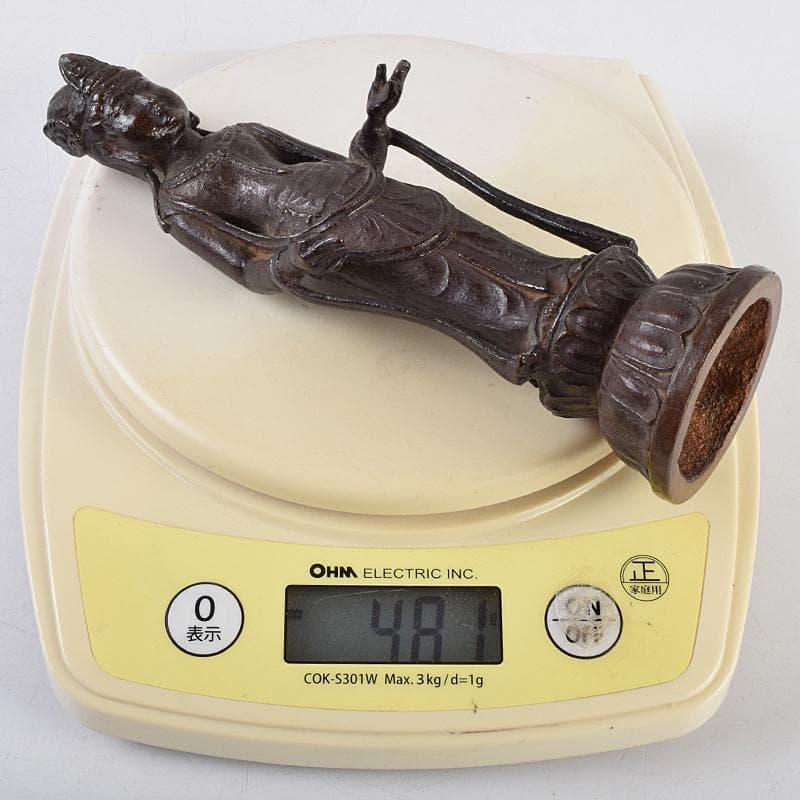 仏教美術　杉浦藤太朗作　ブロンズ　聖観音像　仏像　置物　共箱　D　R9514