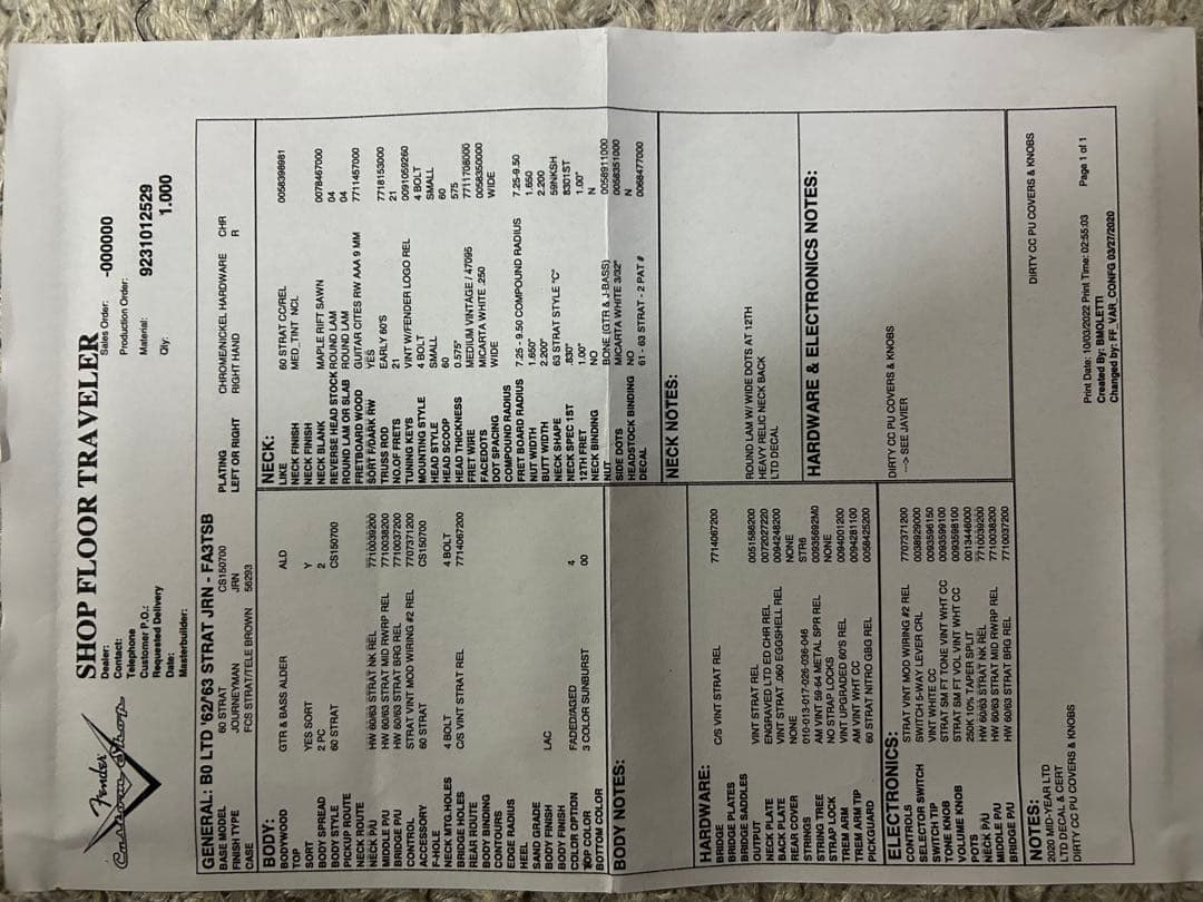 Fender Stratocaster サンバーストモデル