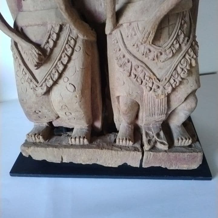 木製彫刻 二体の人物像　インドネシア　台座付き　アンティーク