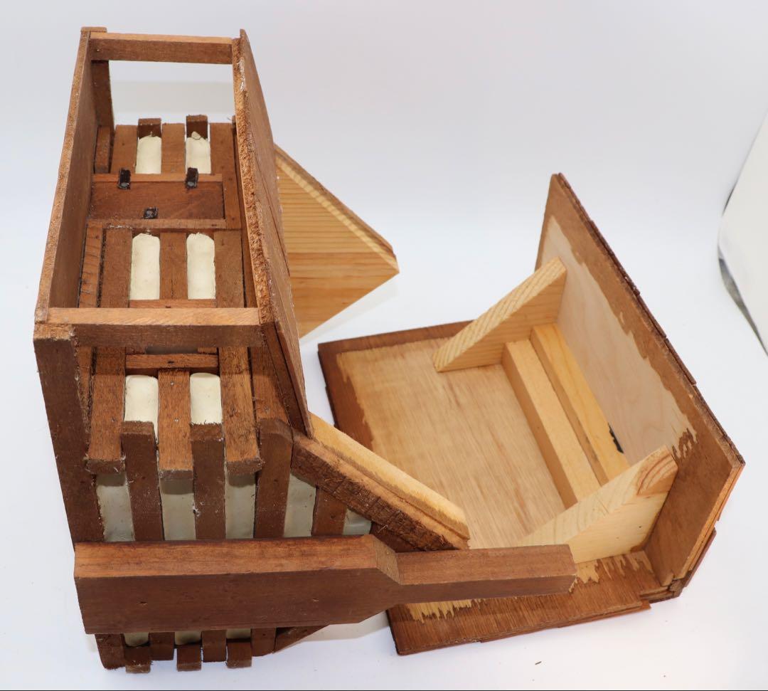 カントリー・アート 木製ミニチュアログハウス風小物入れ