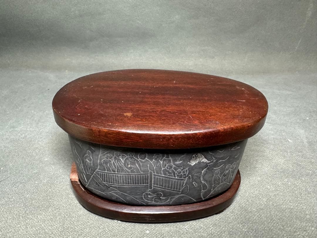 硯台　書道具　中国美術　置物　古美術品　 細密細工　骨董　アンティーク　彫刻