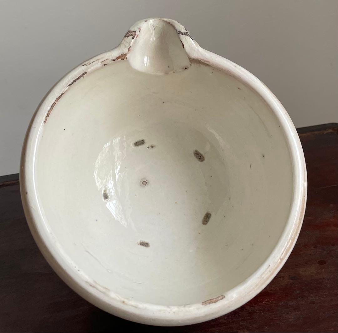 時代　平清水 白釉片口　鉢　陶器　酒器　民藝　骨董　花器　アンティーク