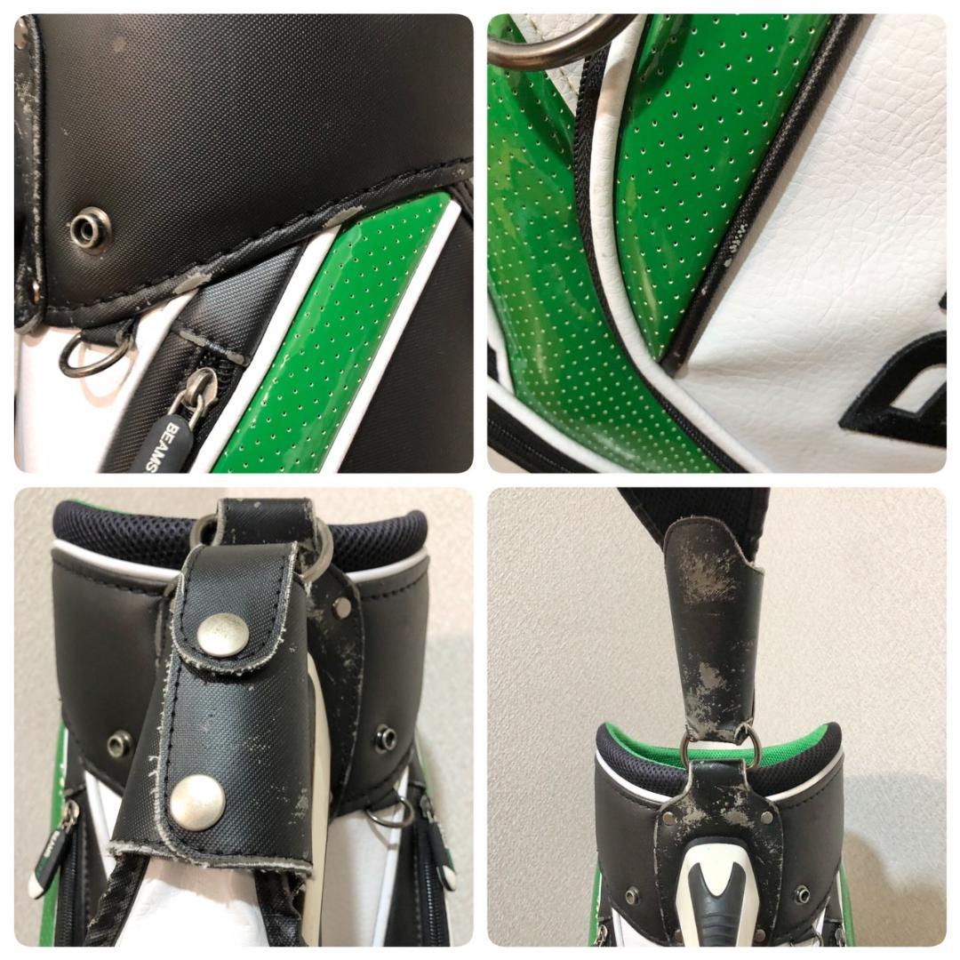 BEAMS GOLF キャディバッグ ホワイト/グリーン カート 5分割
