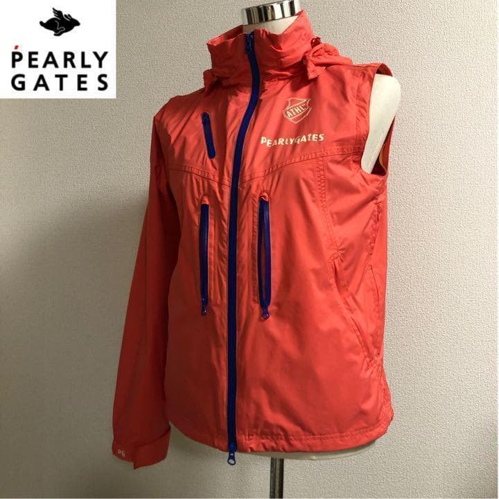 パーリーゲイツ ダブルジップ 2way ナイロン ジャケット レッド サイズ1