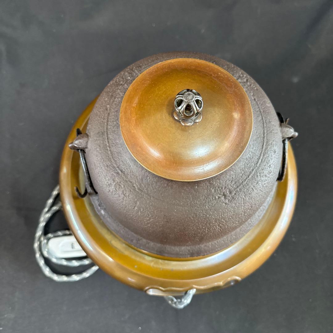 H27 送料無料　唐銅　朝鮮釜　茶釜　茶室　茶道具　木箱　電熱器　畠春齋　風炉