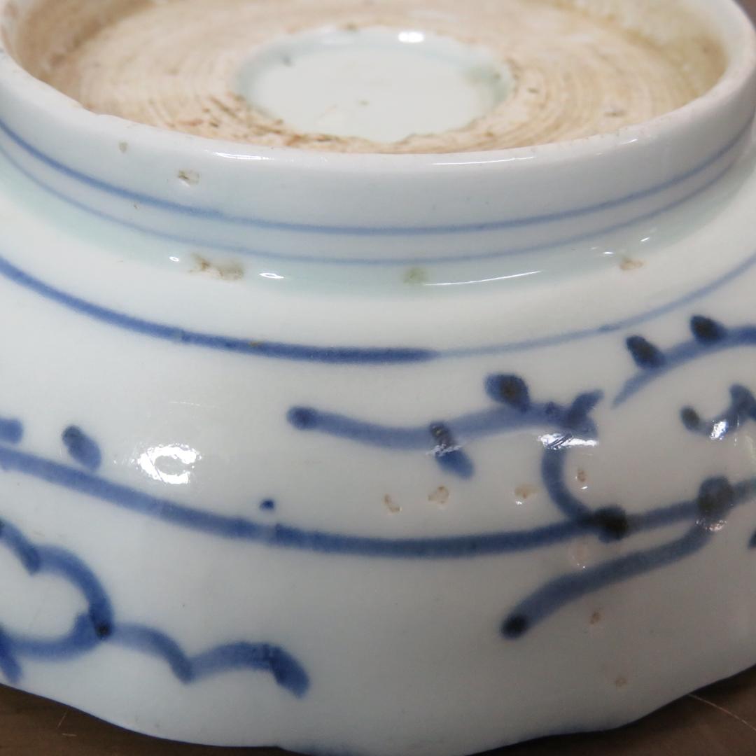 なます皿 小皿 5枚 車輪 書 古伊万里 染付 江戸 中国写し