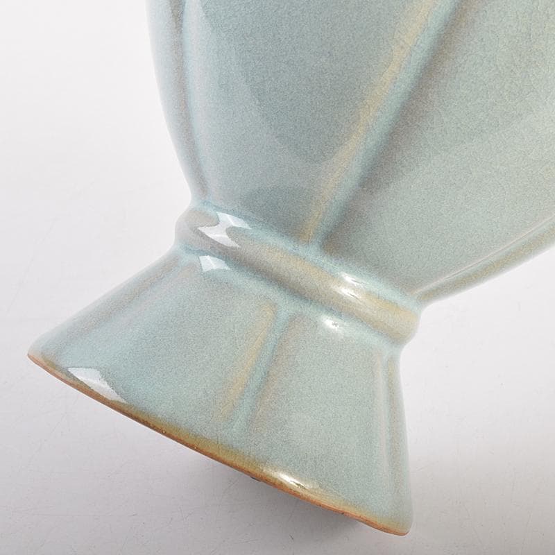 中国　釣窯　粉青　花口瓶　高さ約30㎝　V　R7720B