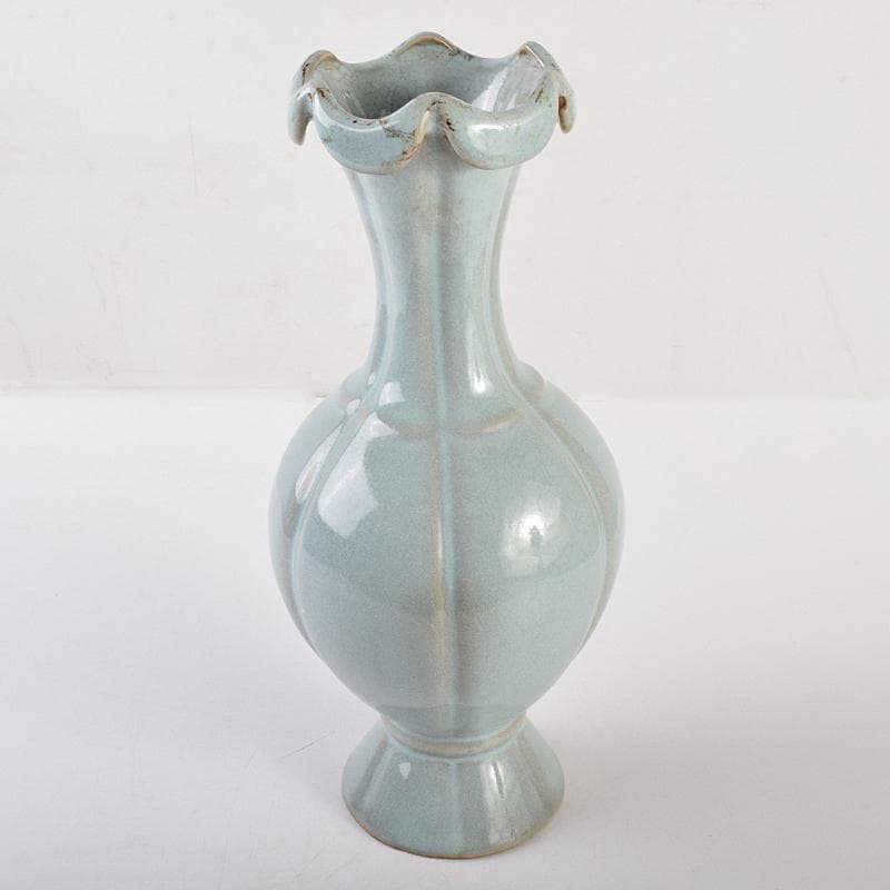 中国　釣窯　粉青　花口瓶　高さ約30㎝　V　R7720B