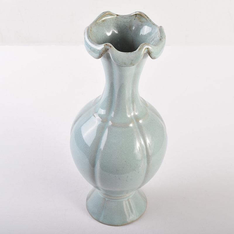 中国　釣窯　粉青　花口瓶　高さ約30㎝　V　R7720B