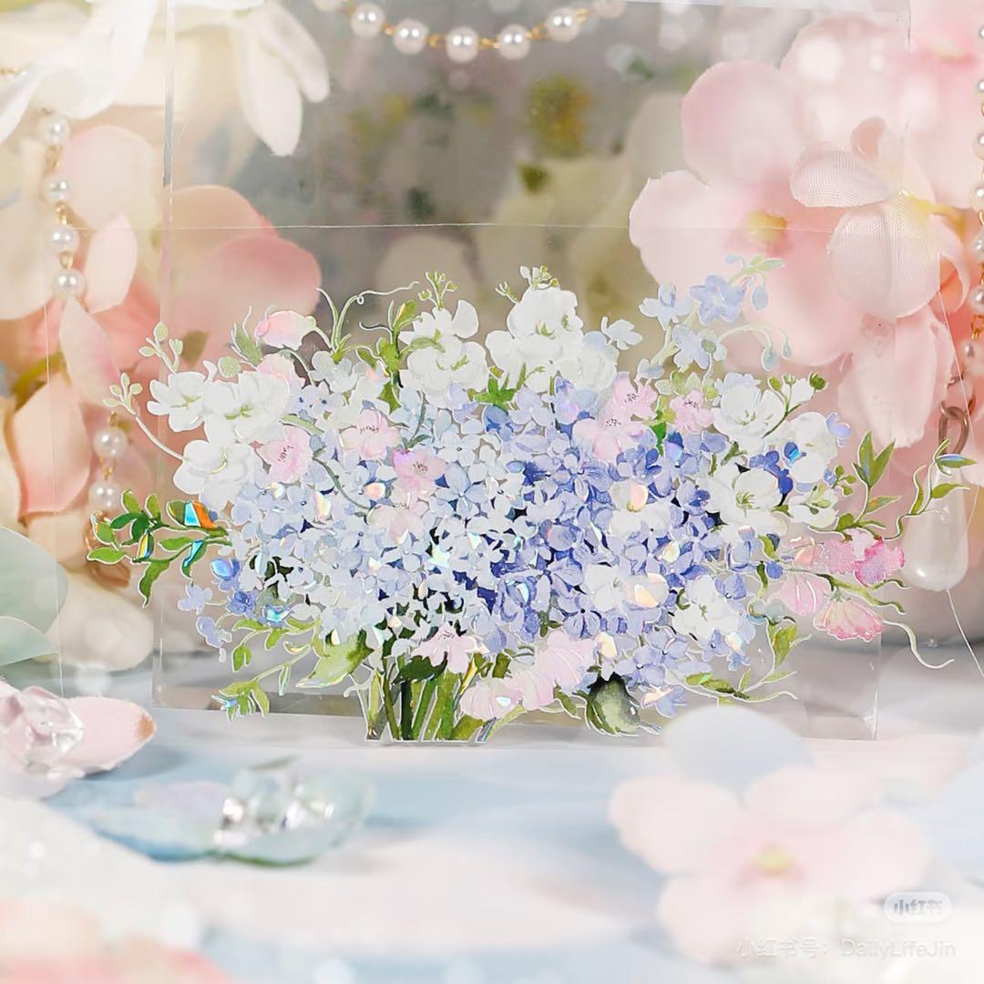 【9399】海外　マステ　2m/4m/10m巻　貝殻光マスキングテープ　お花系