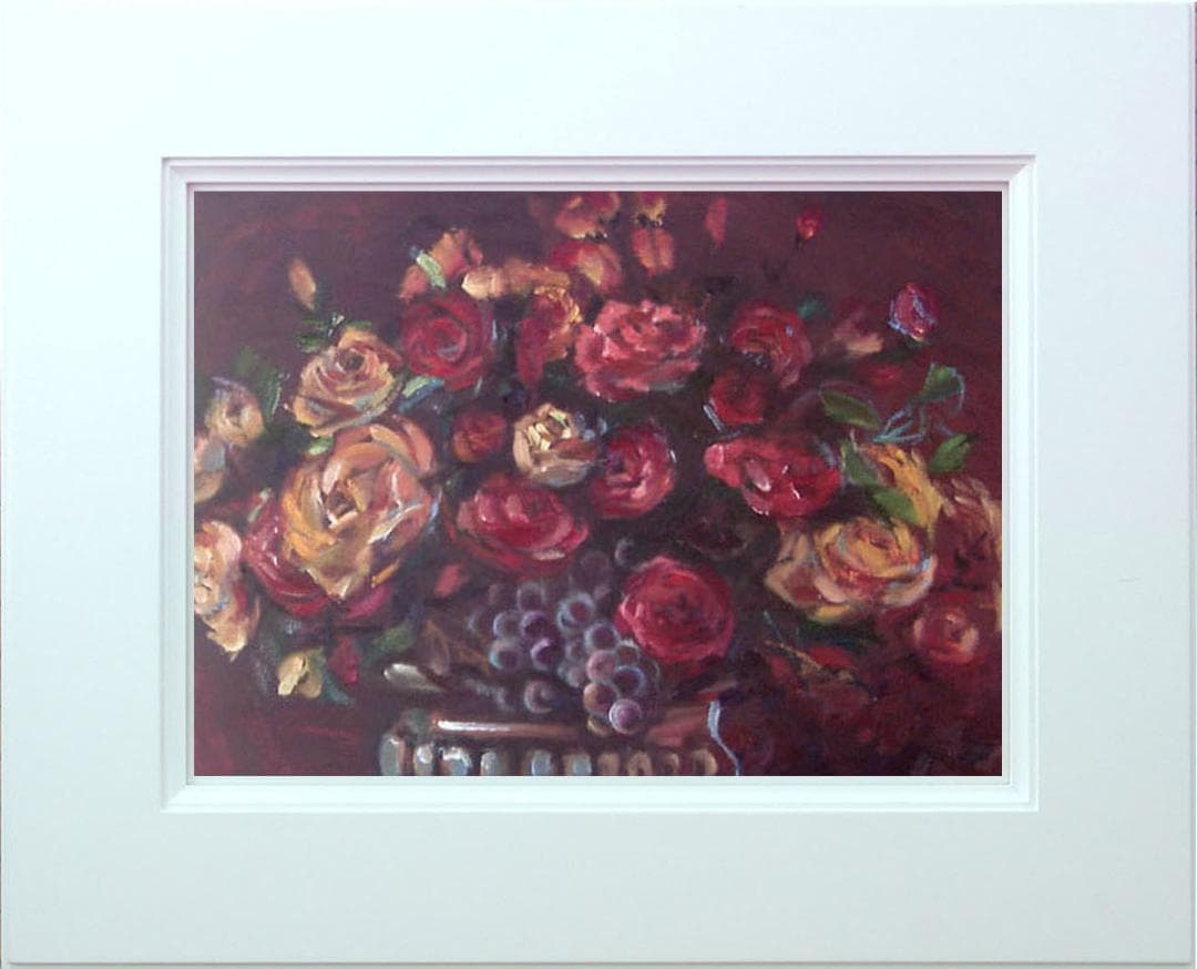 油絵 菅家令子 絵 絵画 インテリア uF6-113802 花 ばら