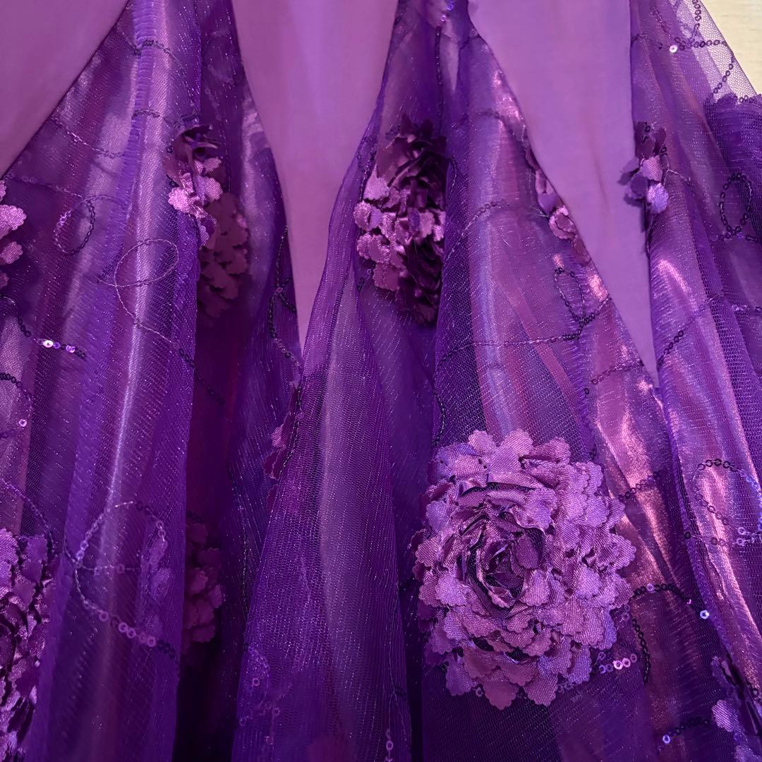 社交ダンス スカート 衣装 紫 パープル ドレス