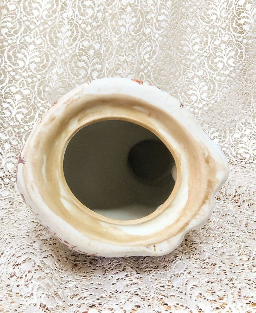 古伊万里 見返り猫 金彩赤絵 五彩絵付　置き物