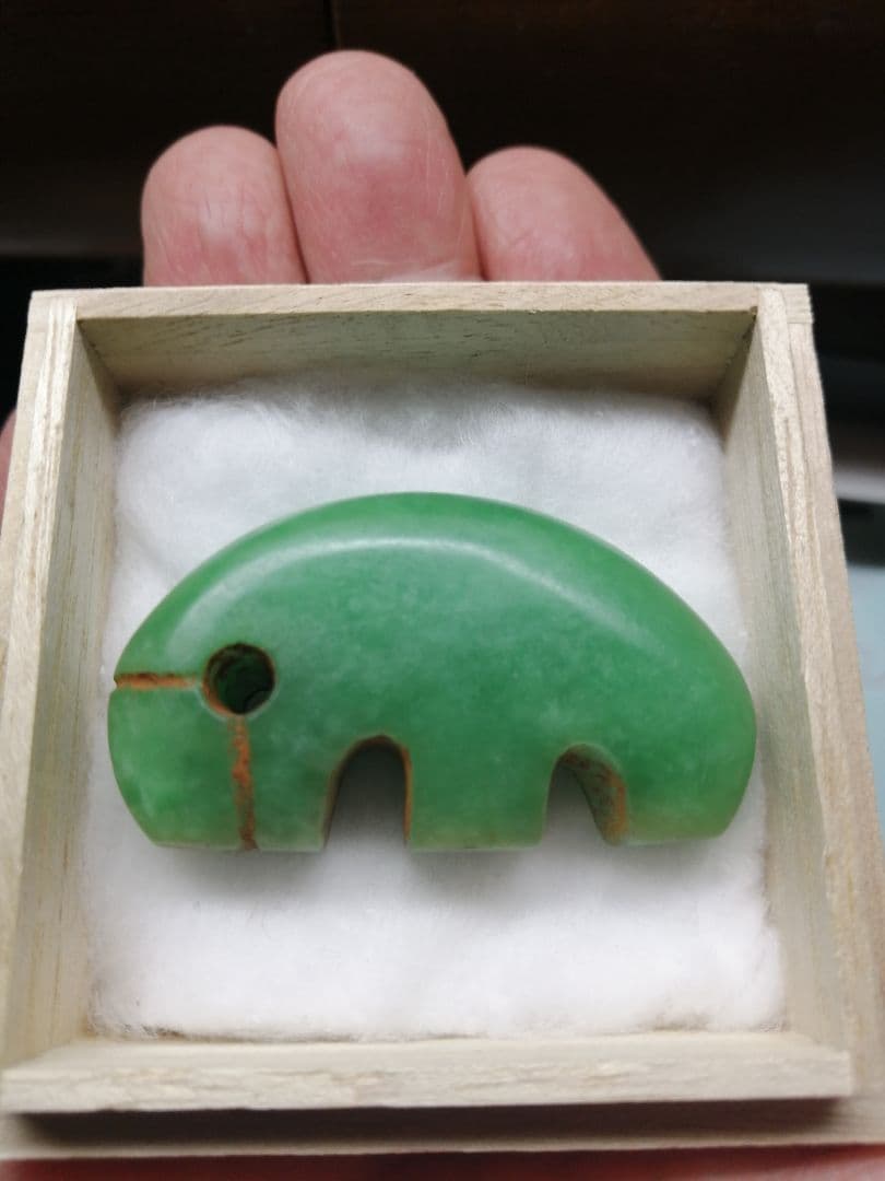 ★古墳期『獣形子持ち翡翠勾玉』出土品。5.0cm。【巨大勾玉】凄い迫力です。