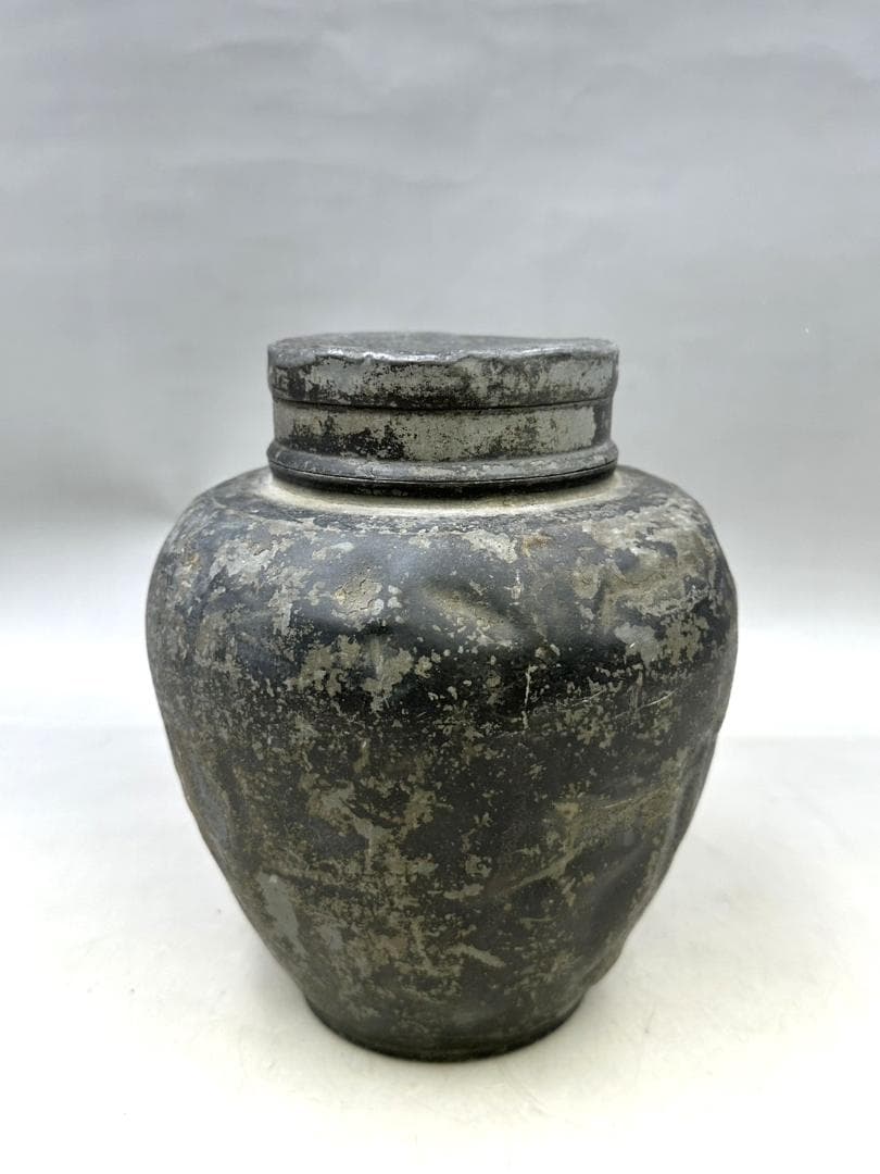 時代物 木村銘 煎茶道具 古錫 茶壷 茶心壷 約1540g 約20㎝ 骨董古玩