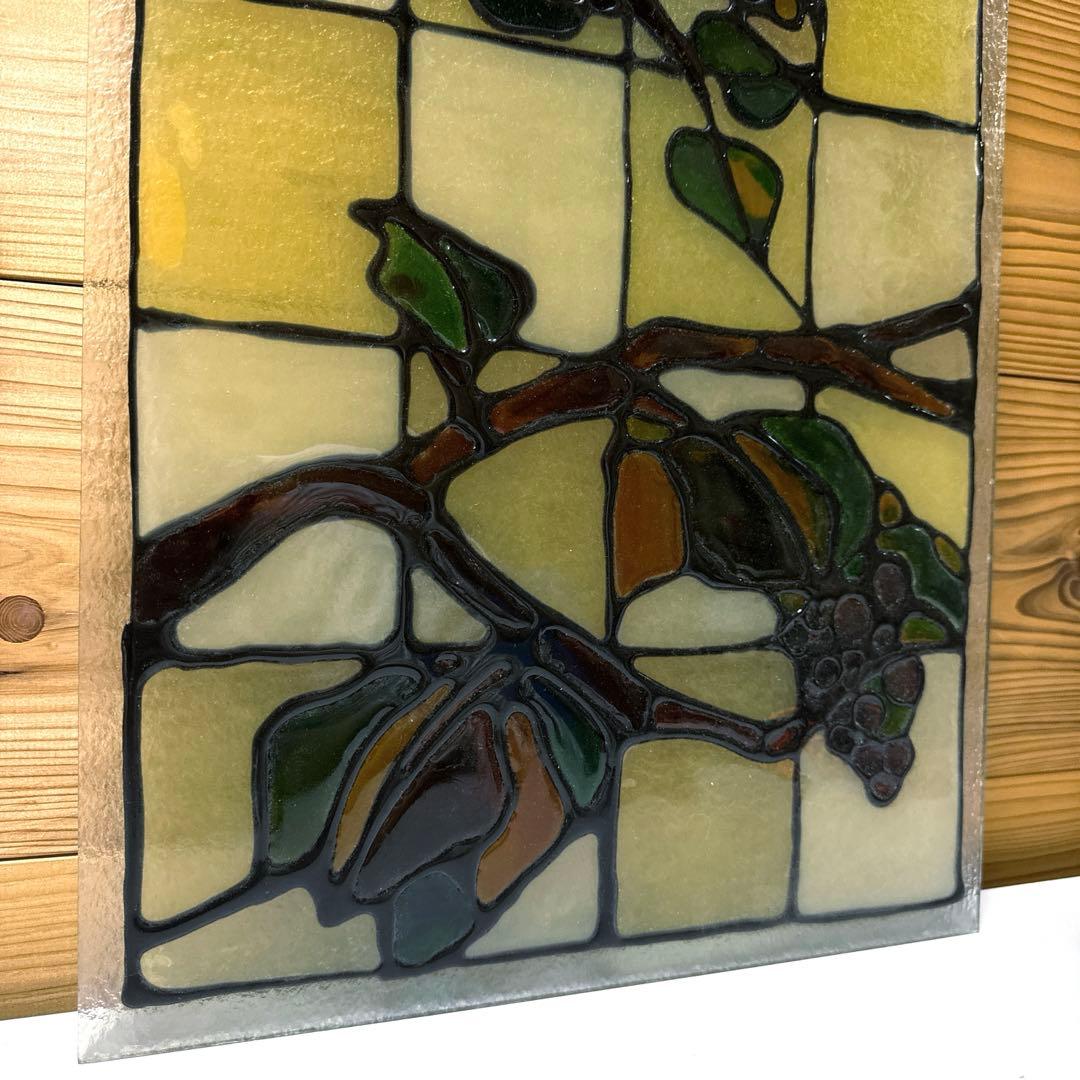 アンティーク　ステンドグラス？パネル　一枚板ガラス