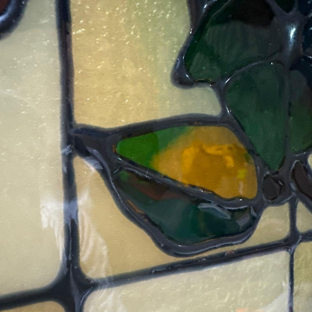 アンティーク　ステンドグラス？パネル　一枚板ガラス