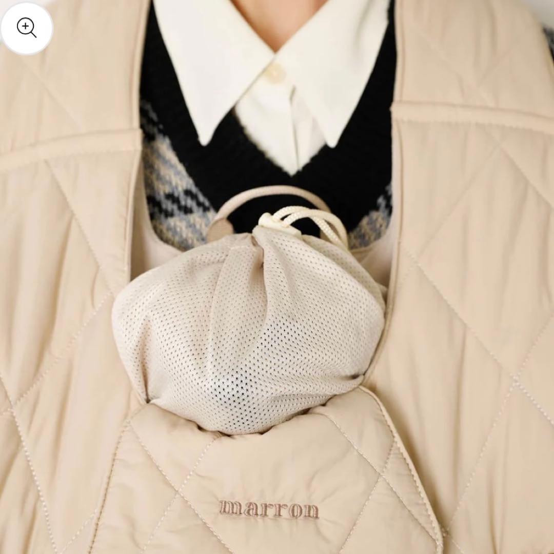 【新品】moncheri キルティングメッシュ付きフロントバッグ★S★チャコール