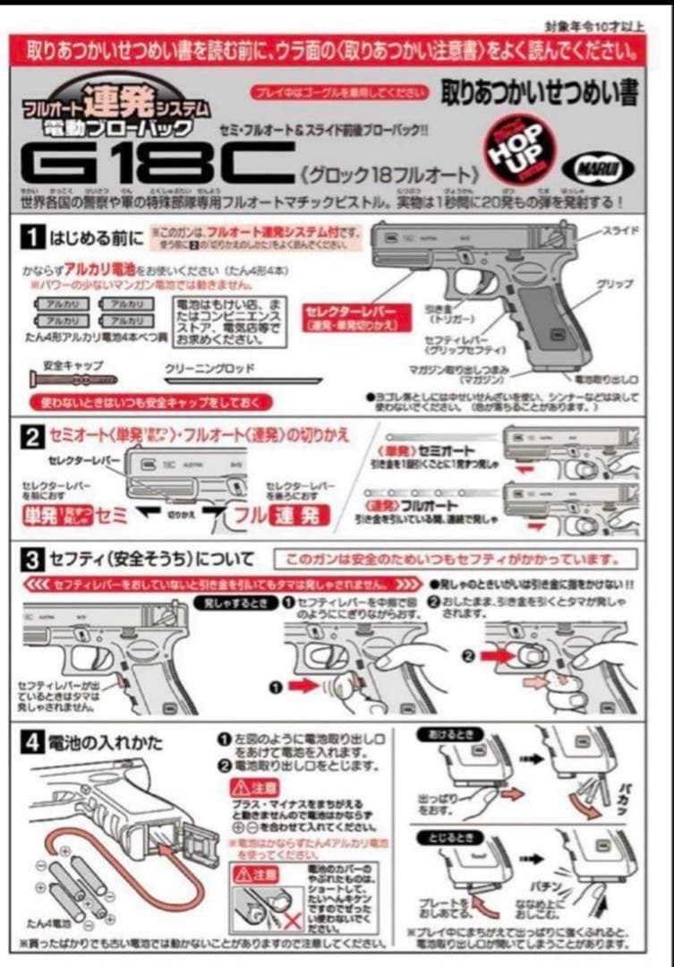 美品　東京マルイ　カスタム品　グロックG18C Glock 強化カーボンピニオン