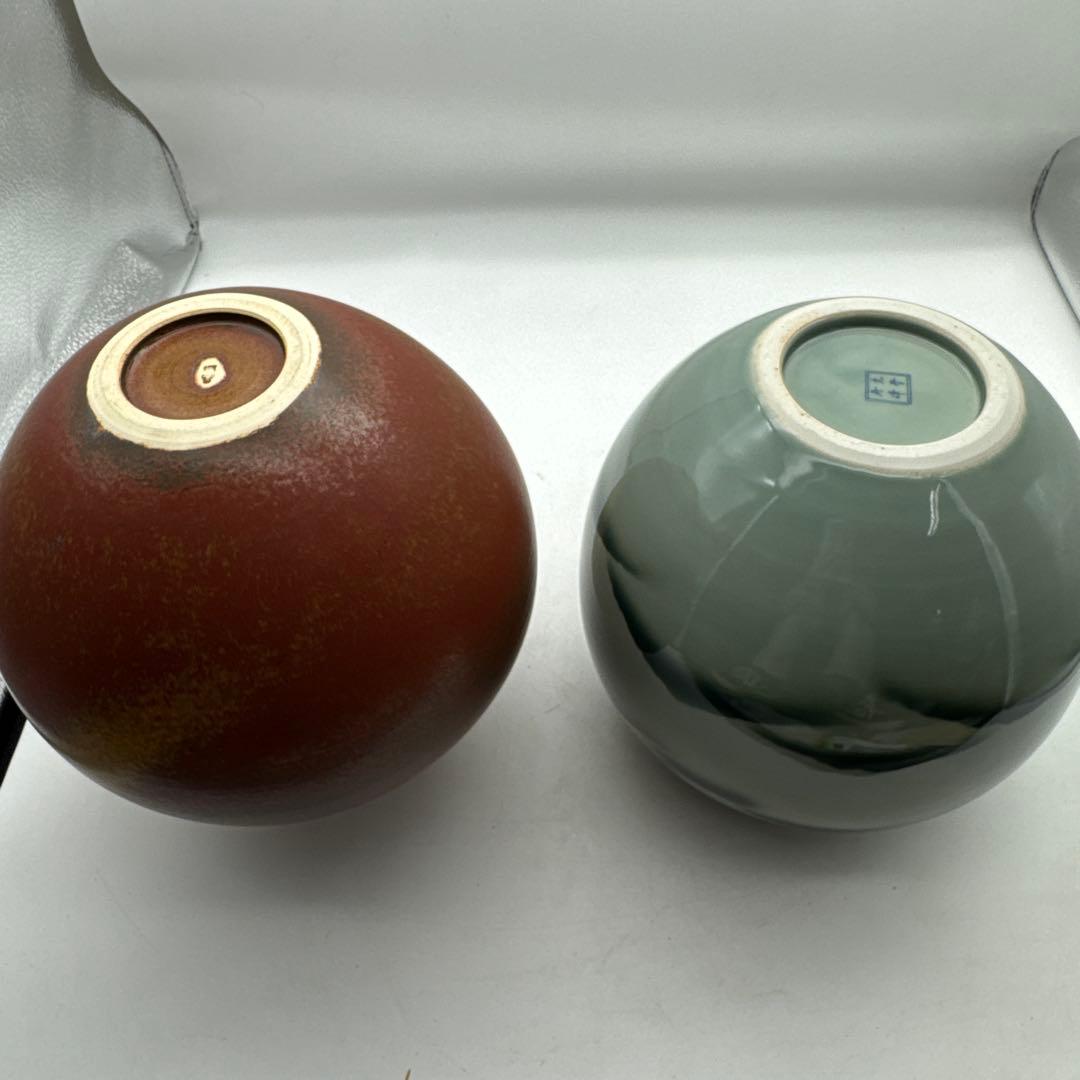 2点山模様の大きな陶器花瓶橘吉古董品