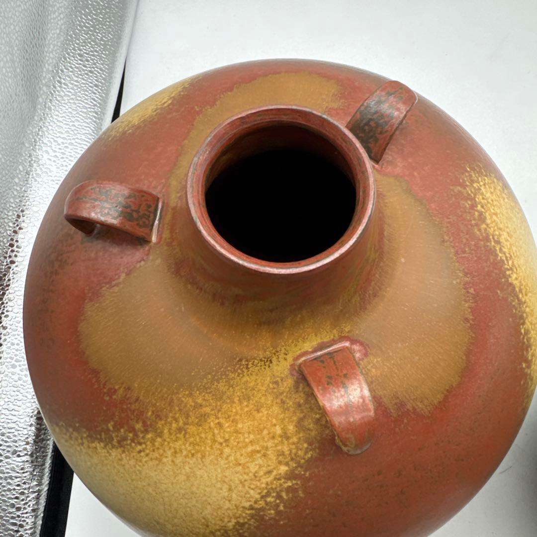 2点山模様の大きな陶器花瓶橘吉古董品