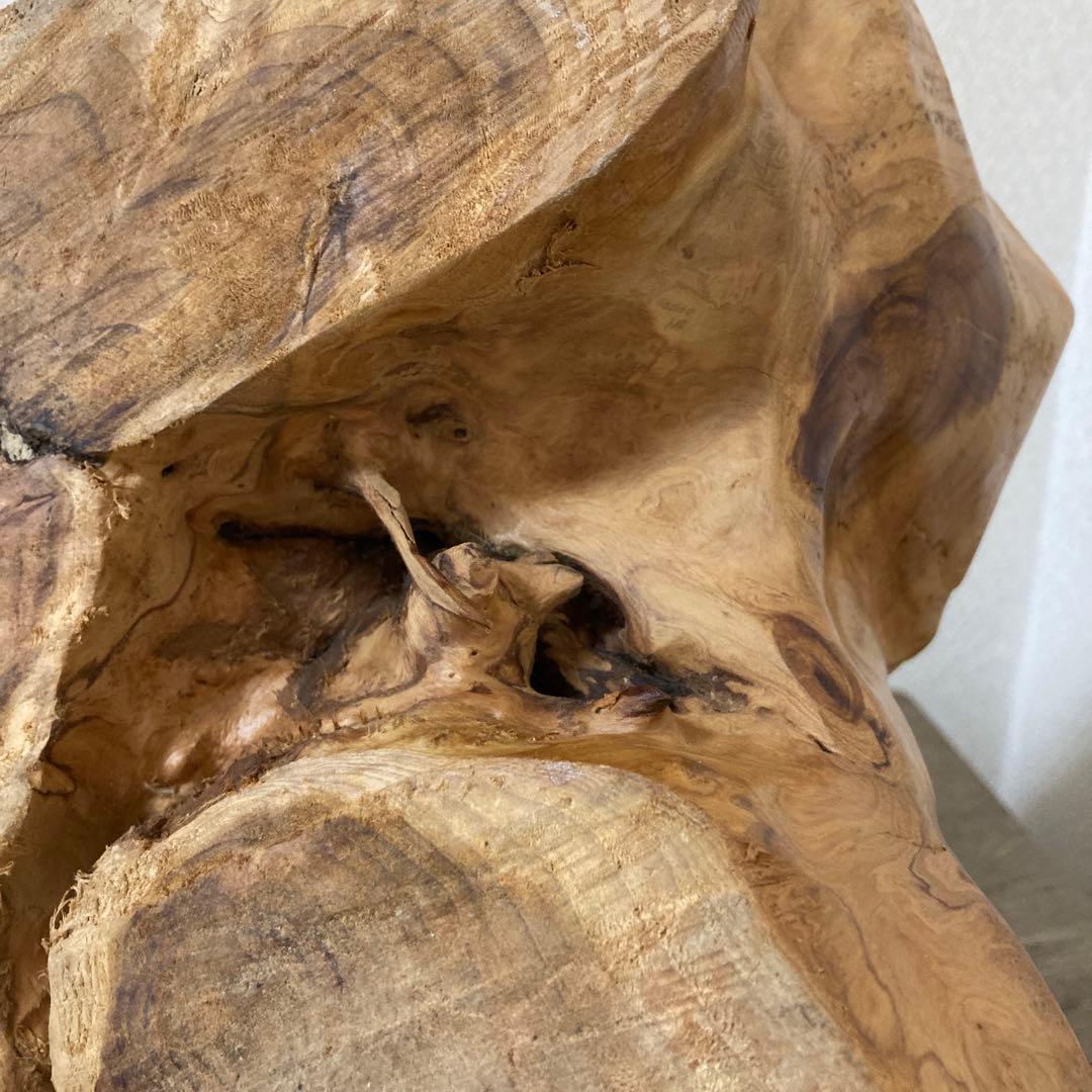 大型　天然木　木彫り　七福神　布袋様　中国美術　置物〈検 オブジェ　 仏像　瘤木