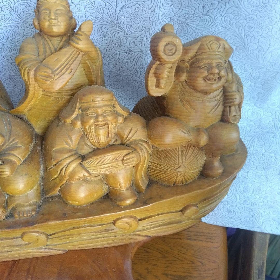 龍に乗った七福神　縁起物　中古品　 木製