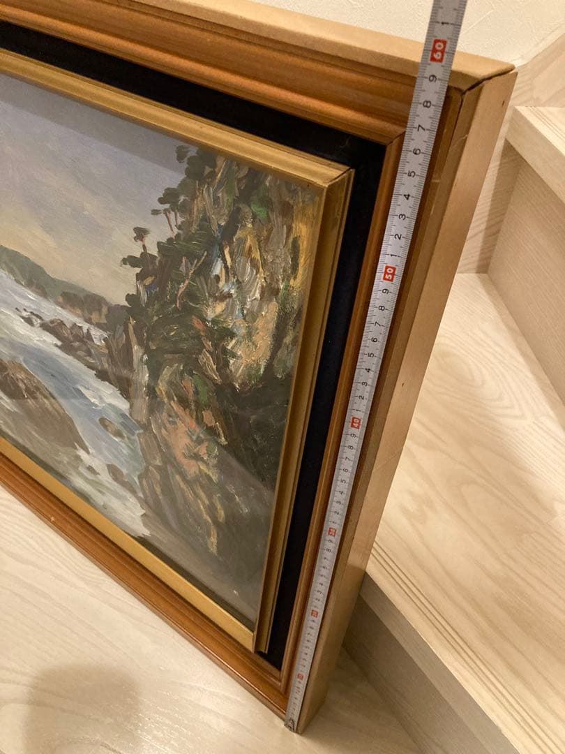 海岸風景 油彩画　F10号　額縁付き