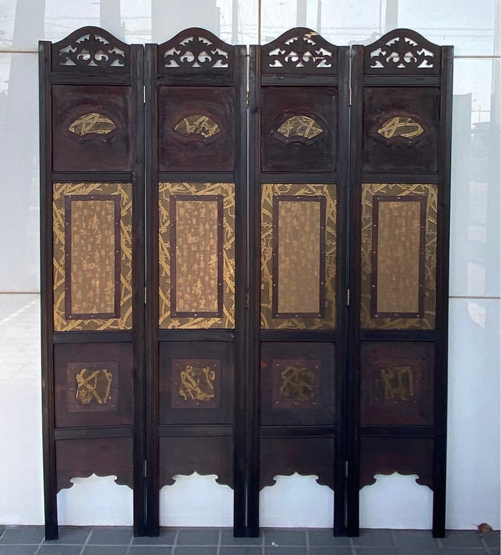 唐物 中国风の骨董品木屏風　年代不詳骨董品　入手困難 割引相談可3