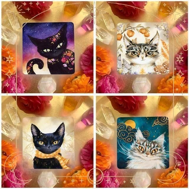 【正規品オラクルカード】海外インディーズデッキ✨スクエア型✨魔法の猫たちのカード
