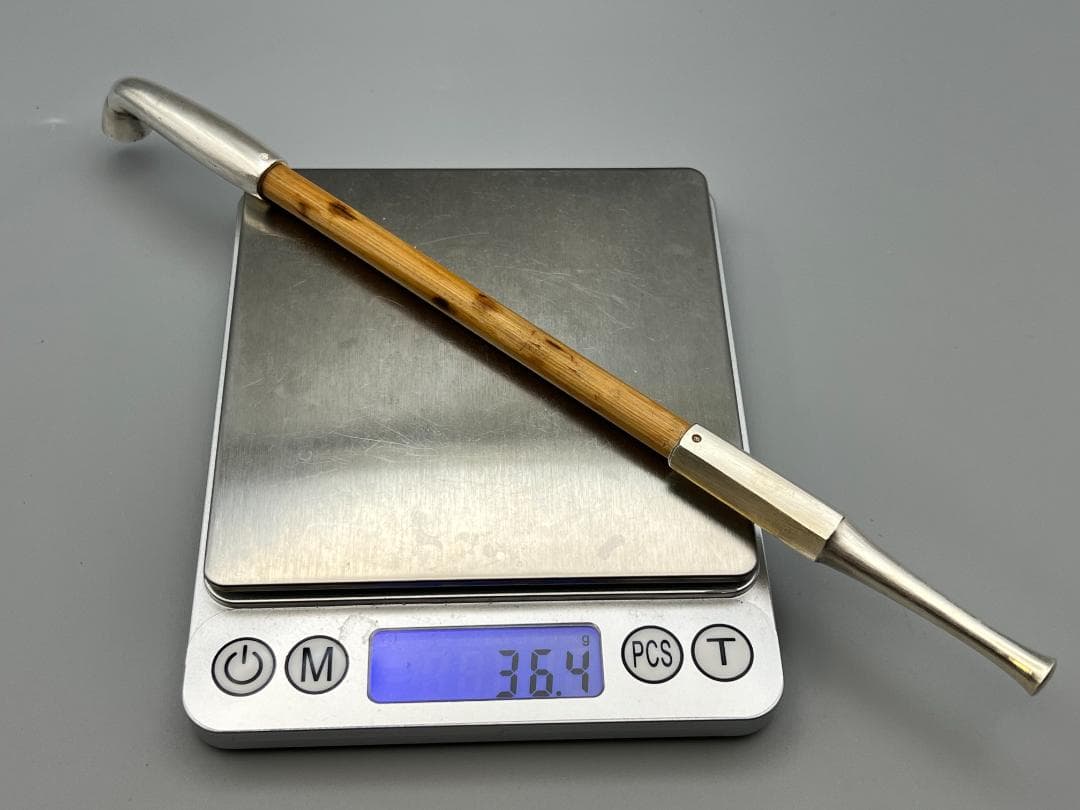 純銀製　純刻印　煙管　キセル　六角形　銀細工　アンティーク　重量約36g