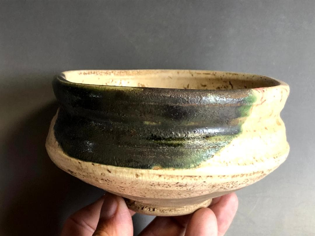 茶碗■古織部 清水六兵衛 六兵衛窯 古茶碗 歯車 茶道具 抹茶碗 時代物 骨董■