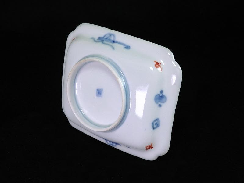 古伊万里　金襴手　桐に鳳凰　団龍紋に花の図　長角皿　289AS-BQs