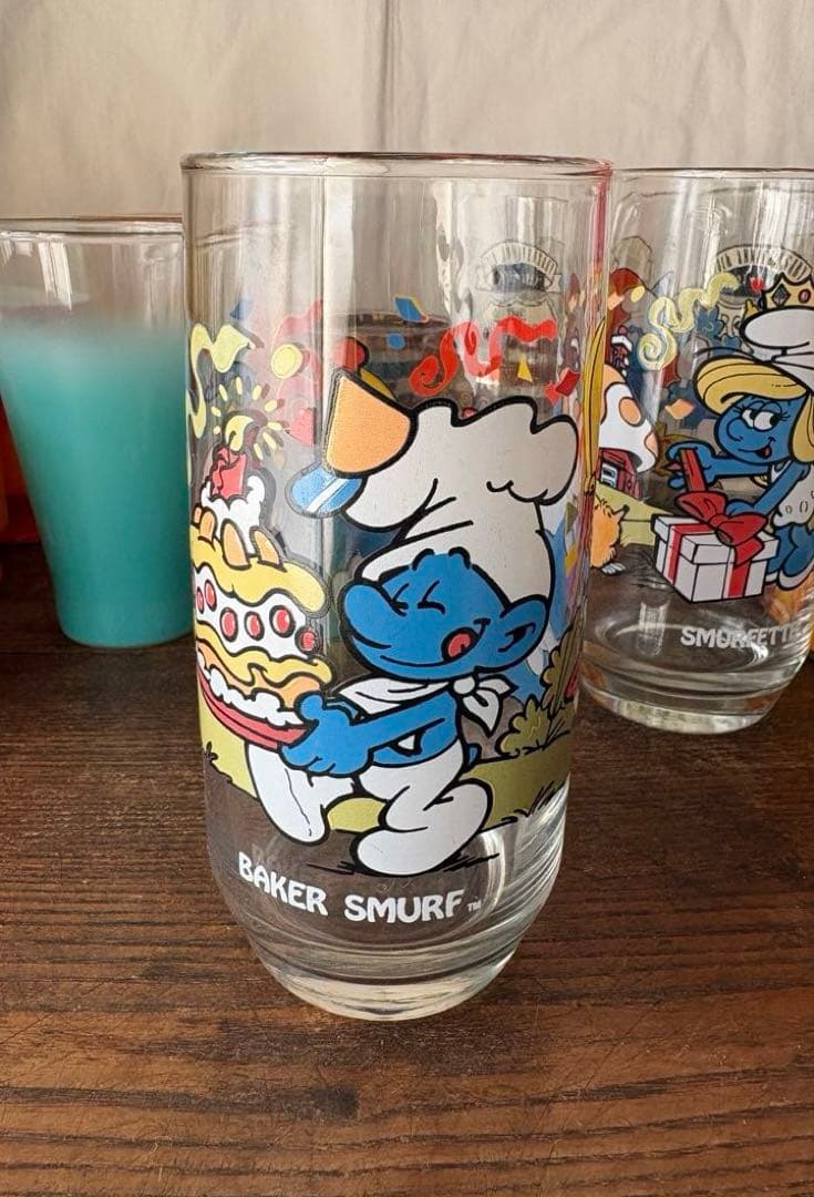 アメリカン雑貨 SMURF スマーフ 1983 ビンテージグラス 2個セット