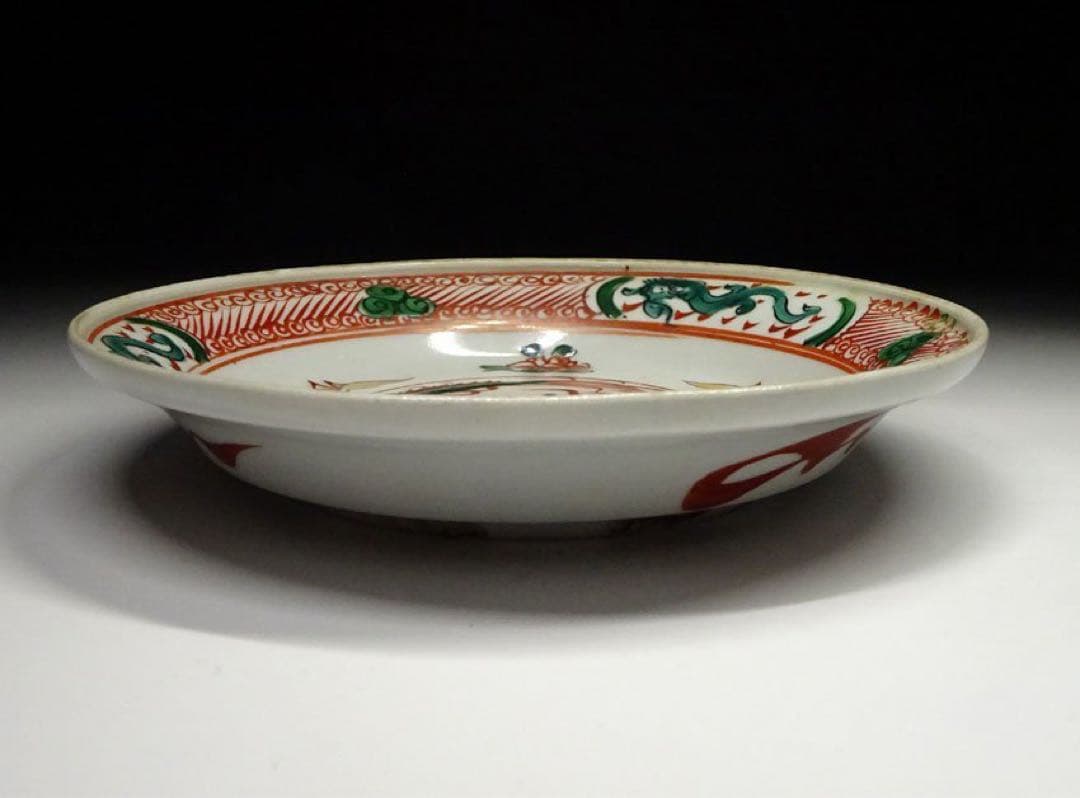 中国古玩　赤絵 龍紋　皿　南京赤絵 呉須 唐物 時代物