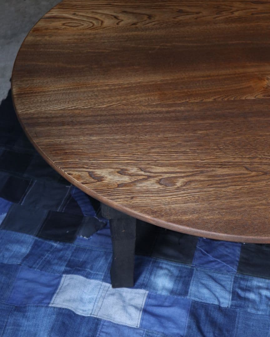送料込み 栓(セン)とブナの大きめ丸ちゃぶ台　古道具 古家具 カフェ 古民家