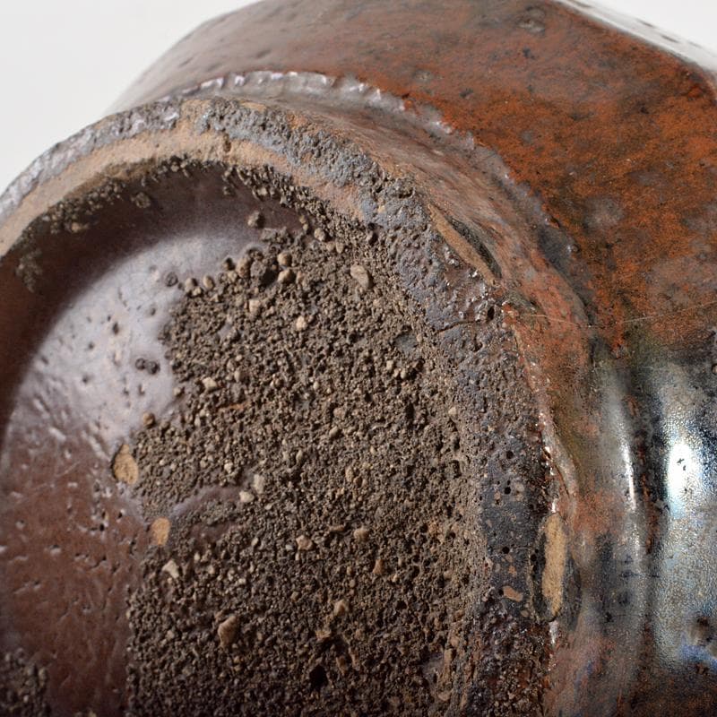 朝鮮美術　李朝　飴釉　面取壷　V　R6851