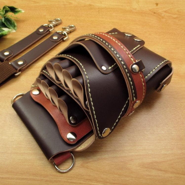 【トリマー向き】 ダークブラウン　８丁差し　シザーケース　TSC-13/CDB