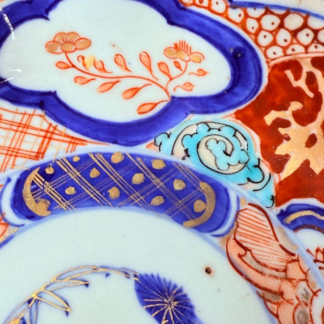 古伊万里　色絵松竹梅なます皿　五客　蛇の目高台　赤絵　緻密な絵付け　古器を楽しむ