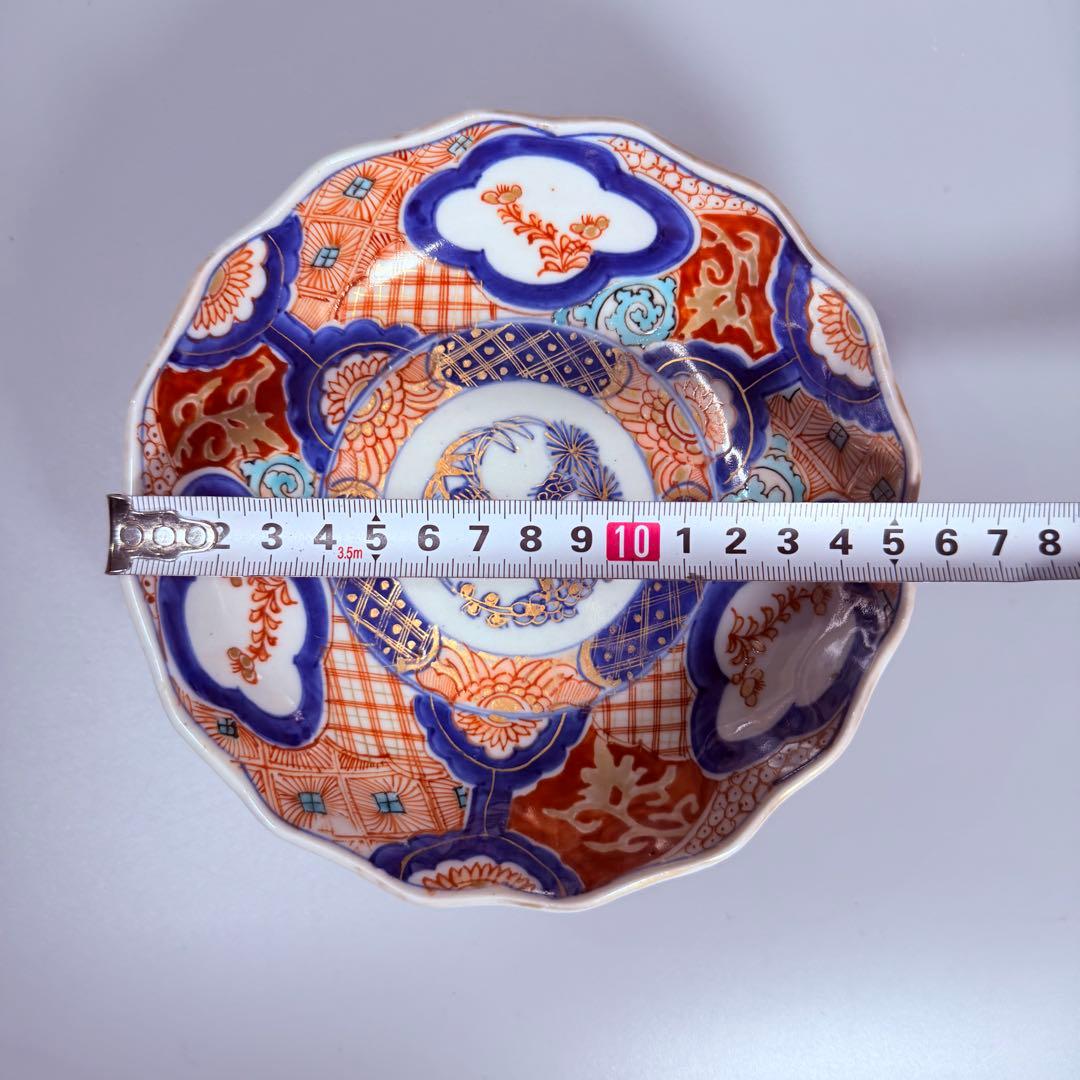 古伊万里　色絵松竹梅なます皿　五客　蛇の目高台　赤絵　緻密な絵付け　古器を楽しむ