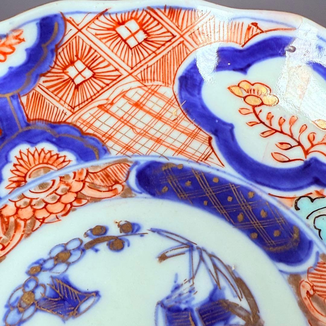 古伊万里　色絵松竹梅なます皿　五客　蛇の目高台　赤絵　緻密な絵付け　古器を楽しむ