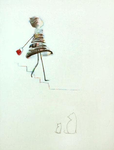 油絵 菅家令子絵 絵画インテリア額付(銀) F4-040214白猫の親子と女の子