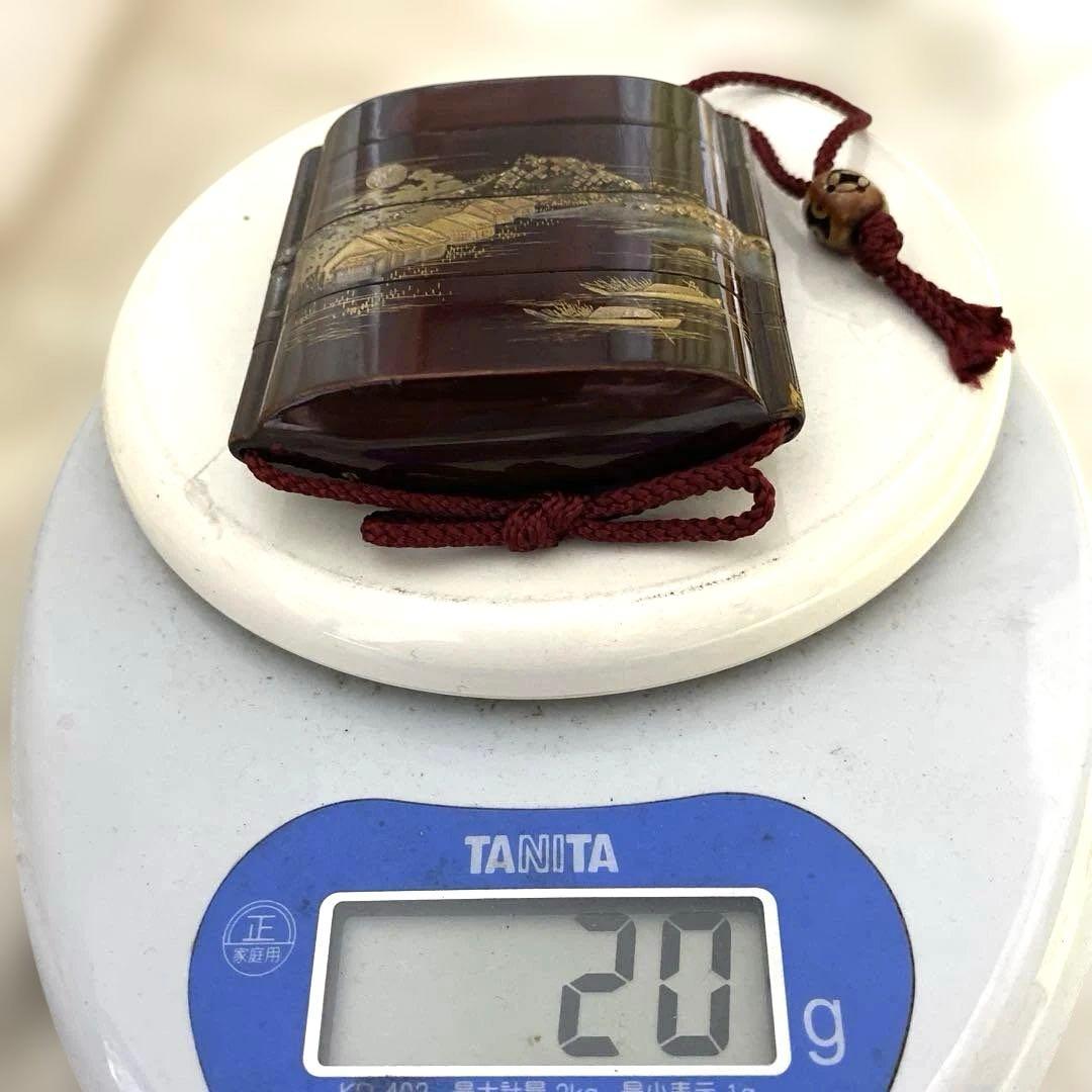 A-1 印籠　金蒔絵　木箱付き　アンティーク　装飾品　美術品　工芸品　漆芸　漆器