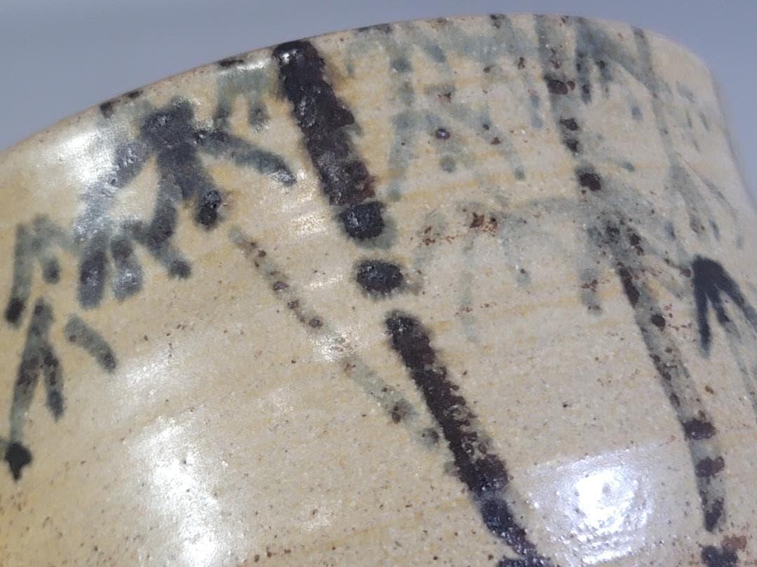 DT181 茶道具 虫明 むしあけ 竹絵 茶碗 宗完 書付 古美術