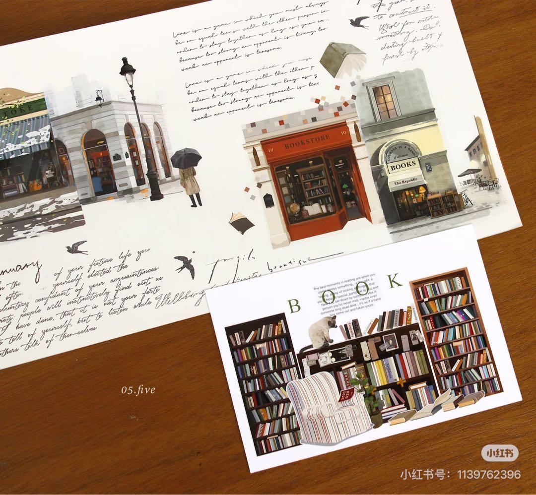 【9433】海外　5m/巻　PETマスキングテープ本棚　本　生活　装飾背景系