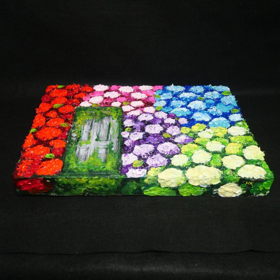 油絵 油彩 油彩画 絵画 絵【扉の先の紫陽花の階段】