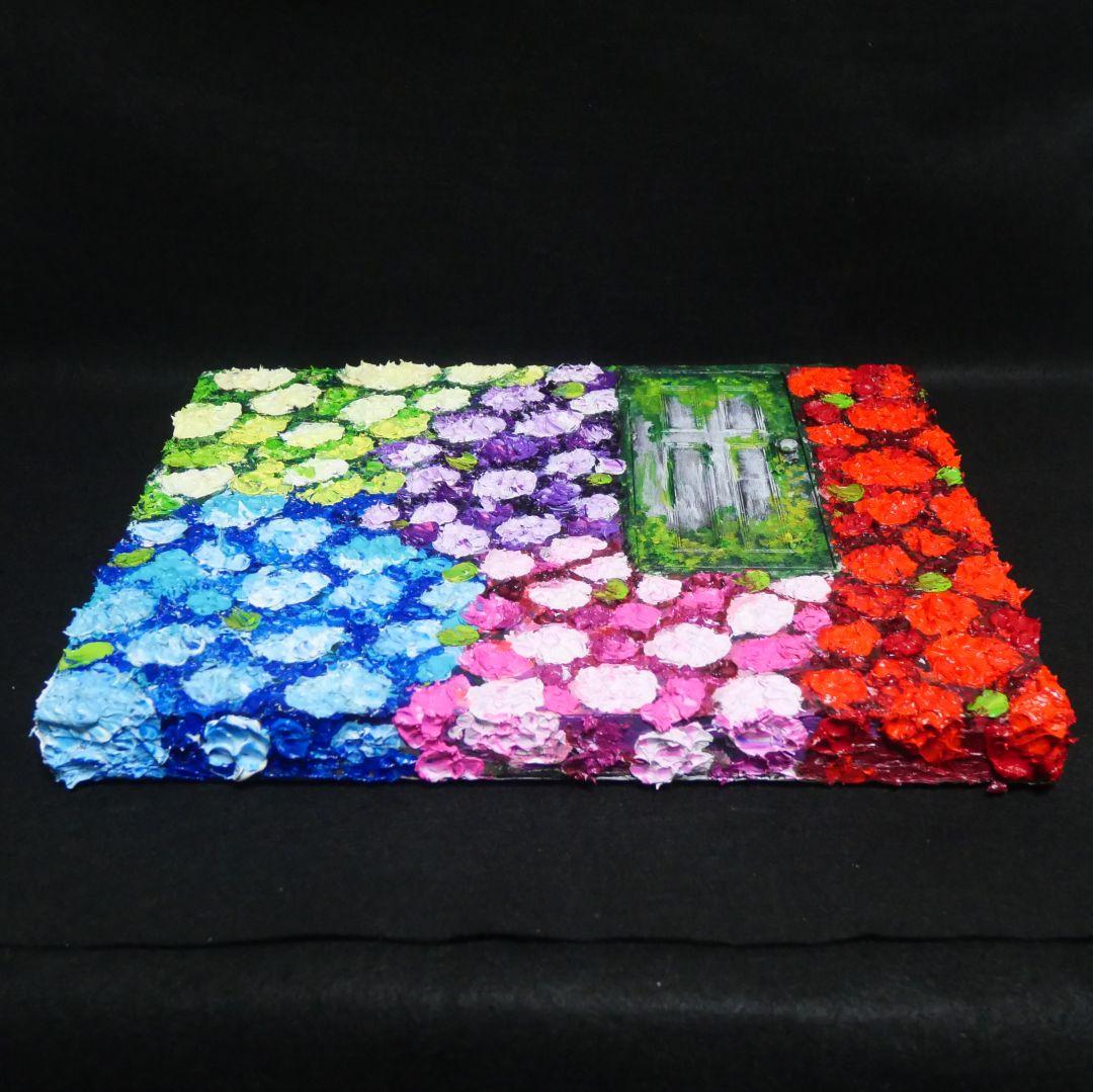 油絵 油彩 油彩画 絵画 絵【扉の先の紫陽花の階段】